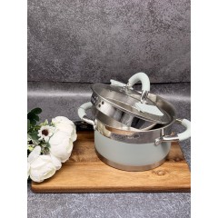 Кастрюля из нержавеющей стали с силиконовыми вставками с крышкой FESSLE диаметр 16 см (1.8 л) 